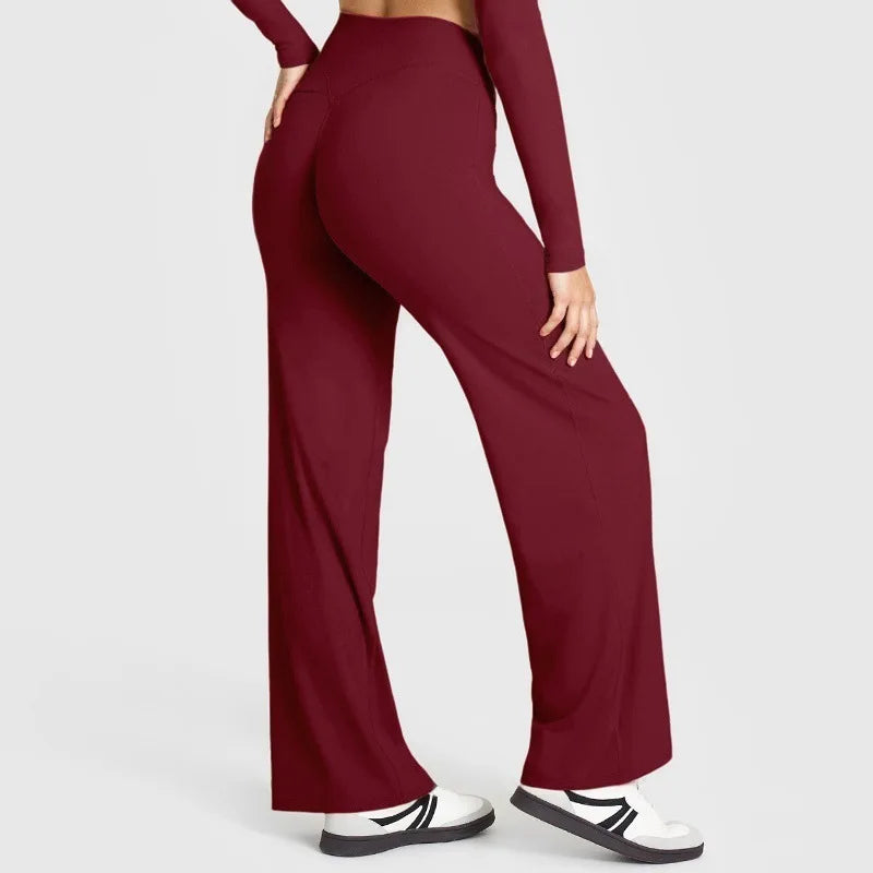 Straight Leg Yoga Pants Soft Butter Fabric Women Clothes Middle Waist Gym Pants Leggings Fitness Pilates Running Sports Trousers