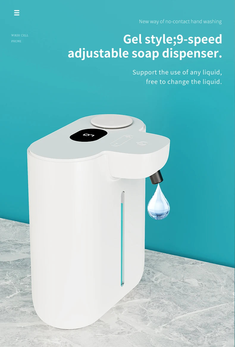 500ML Large Capacity HD Display 9-Gears Adjustable Foam/Liquid Control Automatic Sensor Soap Dispenser Portable Hand Wash Bottle
