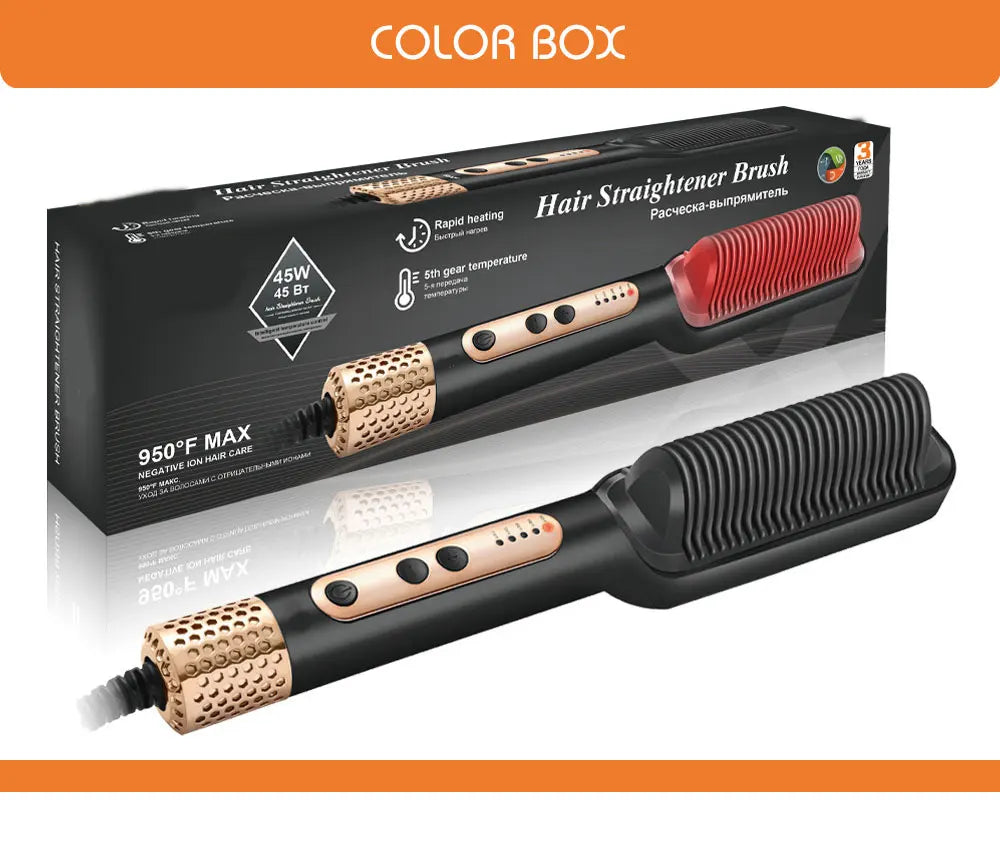 Heating Comb Straightener Hot Comb For Woman Magic Professional Electric Smoothing Hair Dryer Curler Straightener Brush 2 in 1