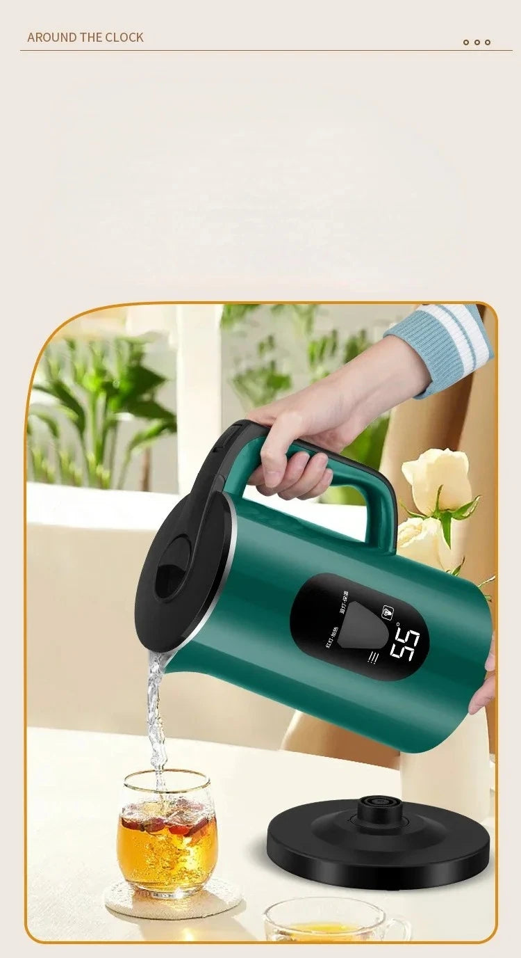 Half spherical electric kettle with integrated insulation, large capacity for household use, featuring automatic power-off .