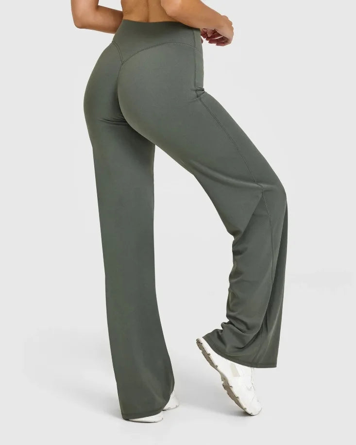Sport Trousers Straight-Leg Pants Ultra Soft Butter Fabric Women's Mid-Waist Yoga Pants GYM Naked Feel Pilates Running