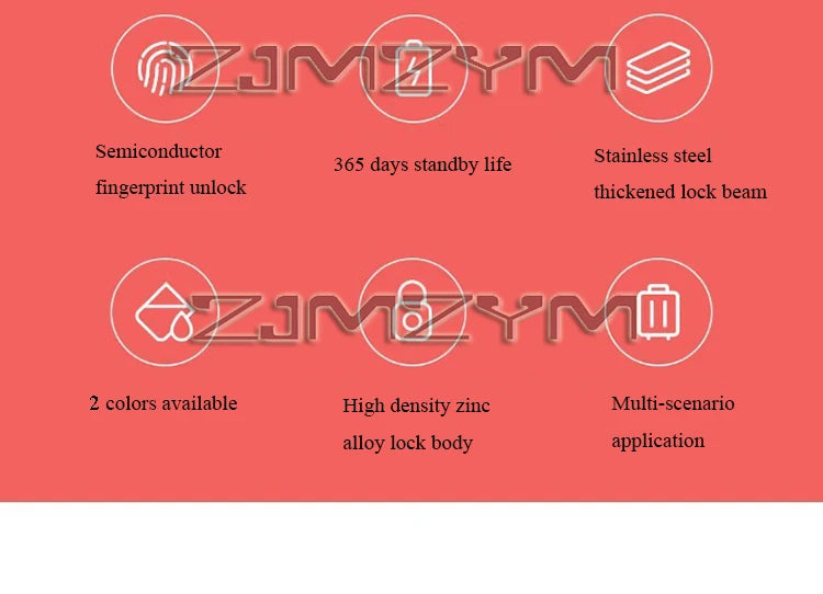 Portable Smart Fingerprint Lock USB Electronic Safety Locks Keyless Luggage Bag Padlock Fingerprint Unlock Fingerprint