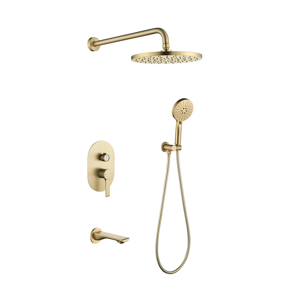 High End Matte Black Concealed Rain Shower System Modern Bathtub Thermostatic Shower Set 3 Modes Rainfall Bathroom Shower Faucet