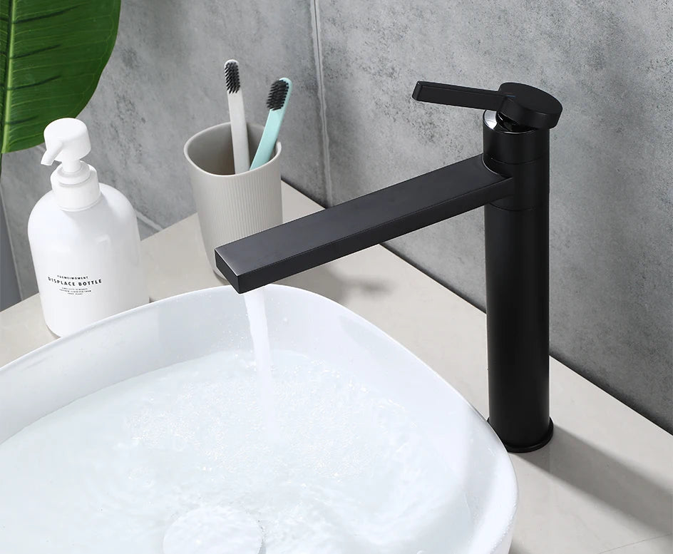 VGX Bathroom Faucets High Basin Mixer Sink Tall Faucet Gourmet Washbasin Taps Water Tap Hot Cold 360° Tapware Crane Brass Black