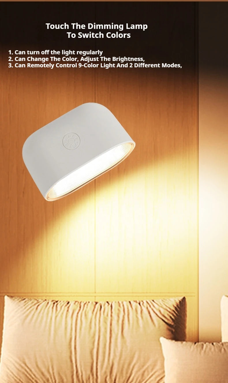 Wall Sconce Indoor Magnetic Remote Control Wall Light RGB Color Picture Backlight Night Light 360 Degree Rotation Wall Lamp