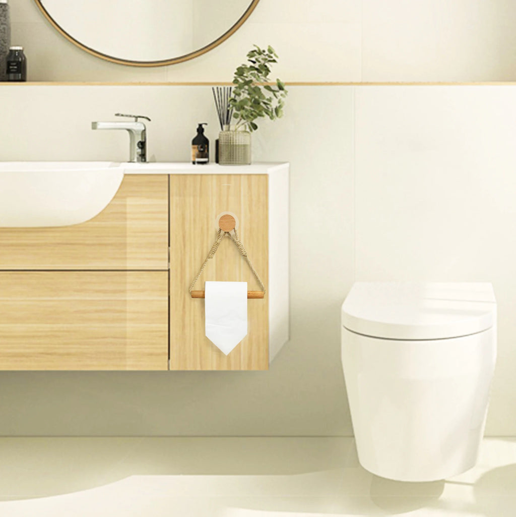 Toilet Paper Holder Wall Mounted WC Washroom Bathroom Accessories Wooden Rolling Paper Tissue Holder for Toilet Towel Rack