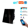 Tuya WiFi Smart Touch Switch Glass Panel EU Standard 1/2/3/4 Gang Light Switch Neutral Wire Required App Voice Control Alexa Goo