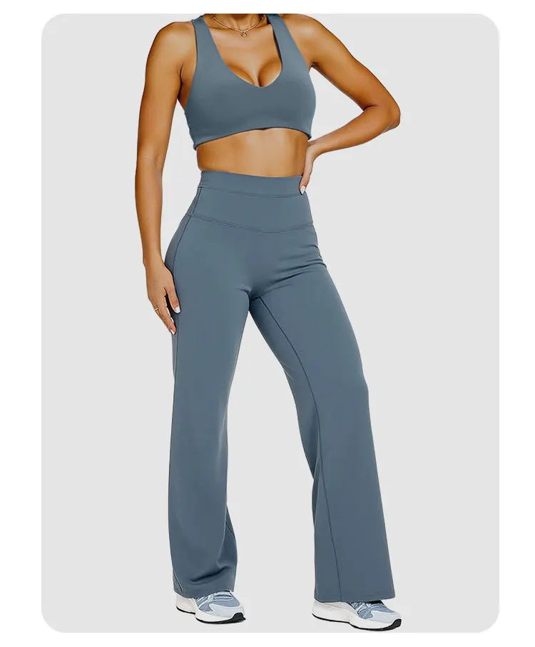 Straight-Leg Pants Ultra Soft Butter Fabric Women Mid-Waist Yoga Pants GYM Naked Feel Pilates Running Sport Trousers Yoga Pants