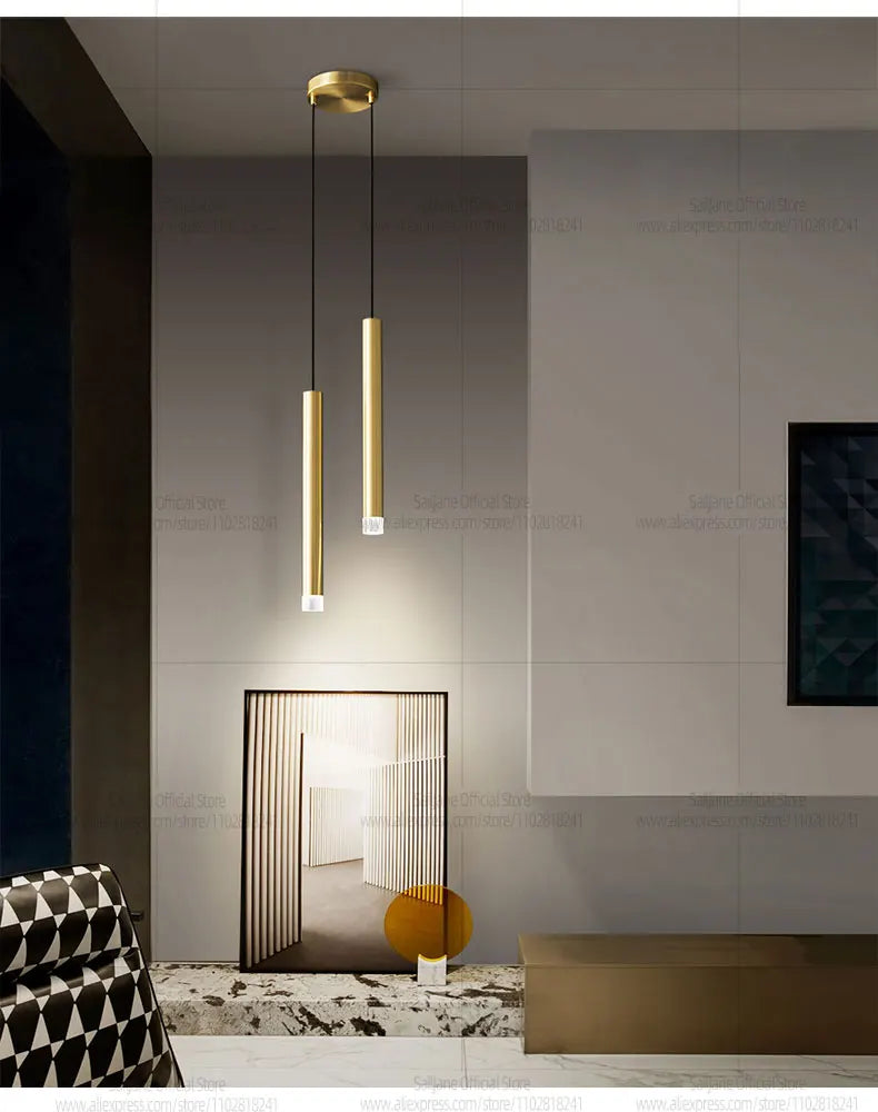 Modern LED Long Pendant Light  Kitchen Ceiling Lamp Bedroom Bedside Lamp Dining Counter Decoration Chandelier Indoor Lighting