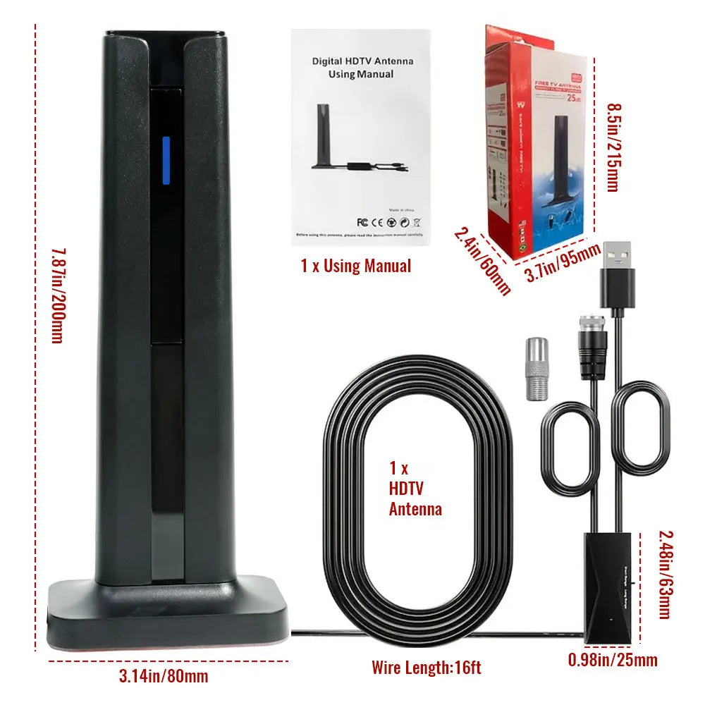 TV Antenna Indoor for  All Smart TVs for Long Range and HD Digital with Amplifier Signal for Local Channels Supports 4K 1080P