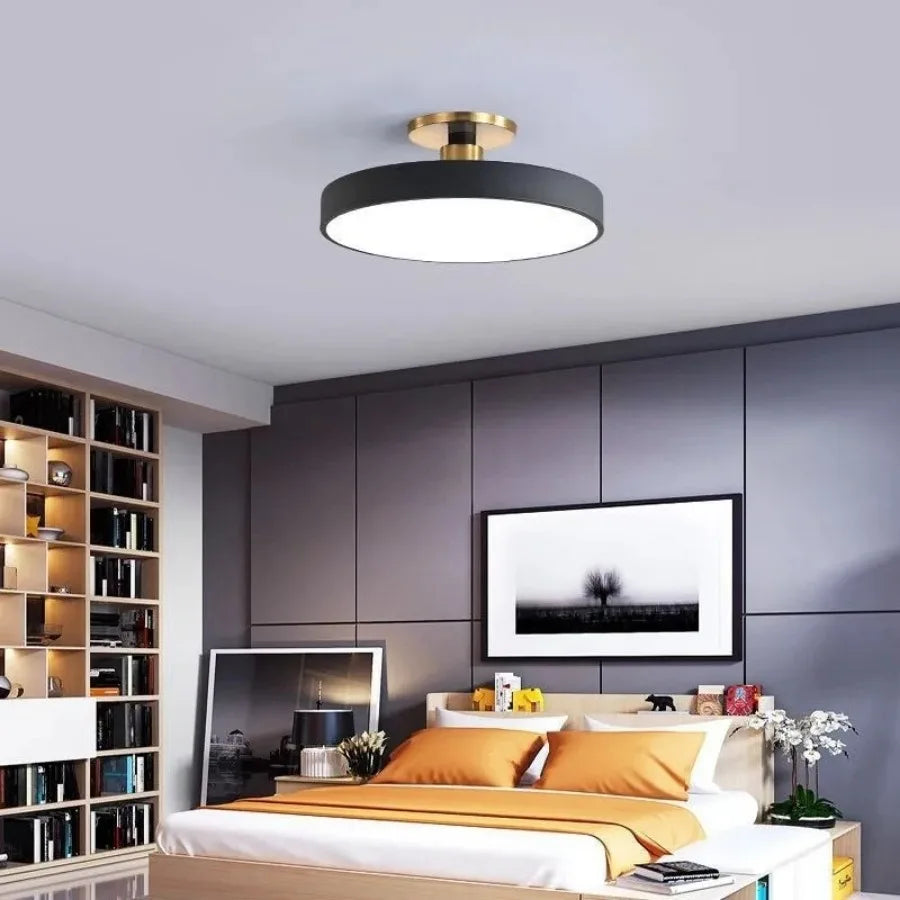 Modern Macaron LED Ceiling Light Simple Circular Dimmable Pendant Light Living Room Bedroom Study Nordic Decorative Lighting