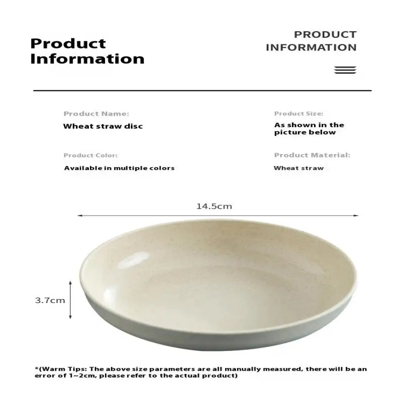 5pcs/set Nordic Wheat Straw Plate Fruit Plate Vegetable Plate Tableware Plate Color:blue green purple beige pink