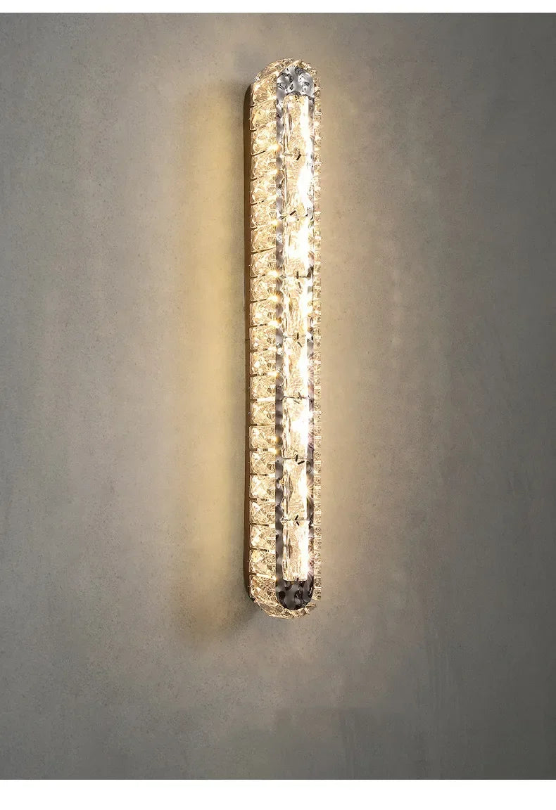 Luxury Modern LED Crystal Remote Control Wall Lamps for Living Room Bedroom Decoration Indoor Lights Fixtures Home Wall Decor
