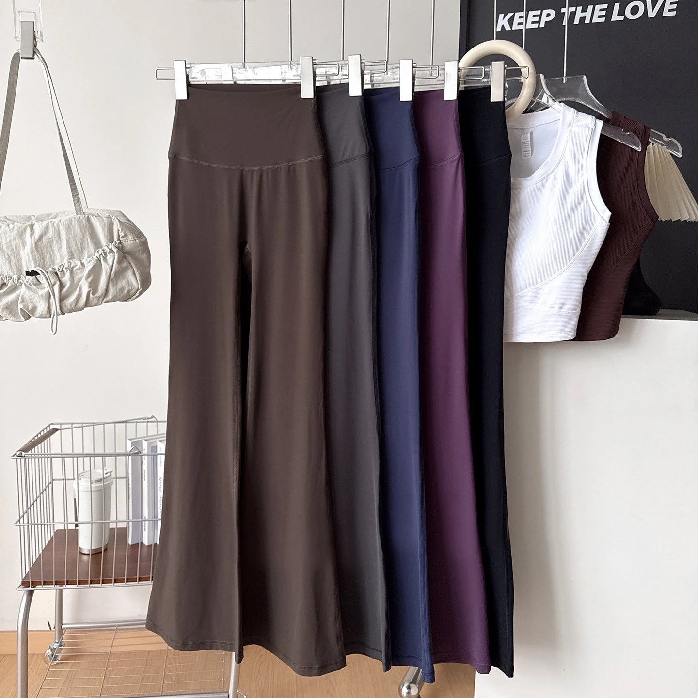 Women's High Waisted Yoga Flared Pants High Elasticity Tight Seamless Breathable Quick-Drying Running Casual Outdoor Sport Pants
