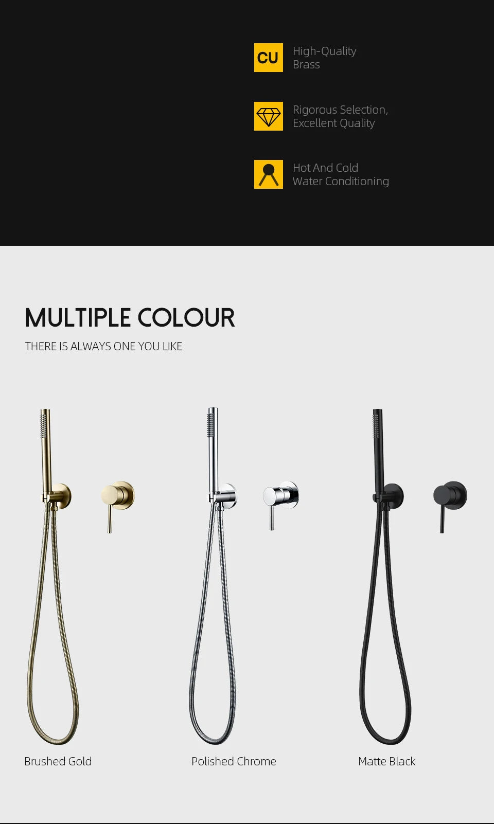 Handheld Shower Bathroom Shower Faucet  Hot & Cold Water Tap Brass Shower Holder And Stainless steel 1.5M Hose Wall Mount Mixer