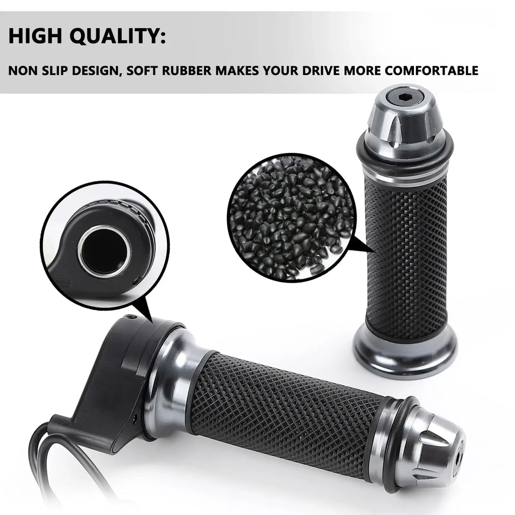 22mm/0.87" Electric Bike Handlebar with 3-Speed Control Funcation,Throttle Grip in Rubber and Metal Material Universal Electric