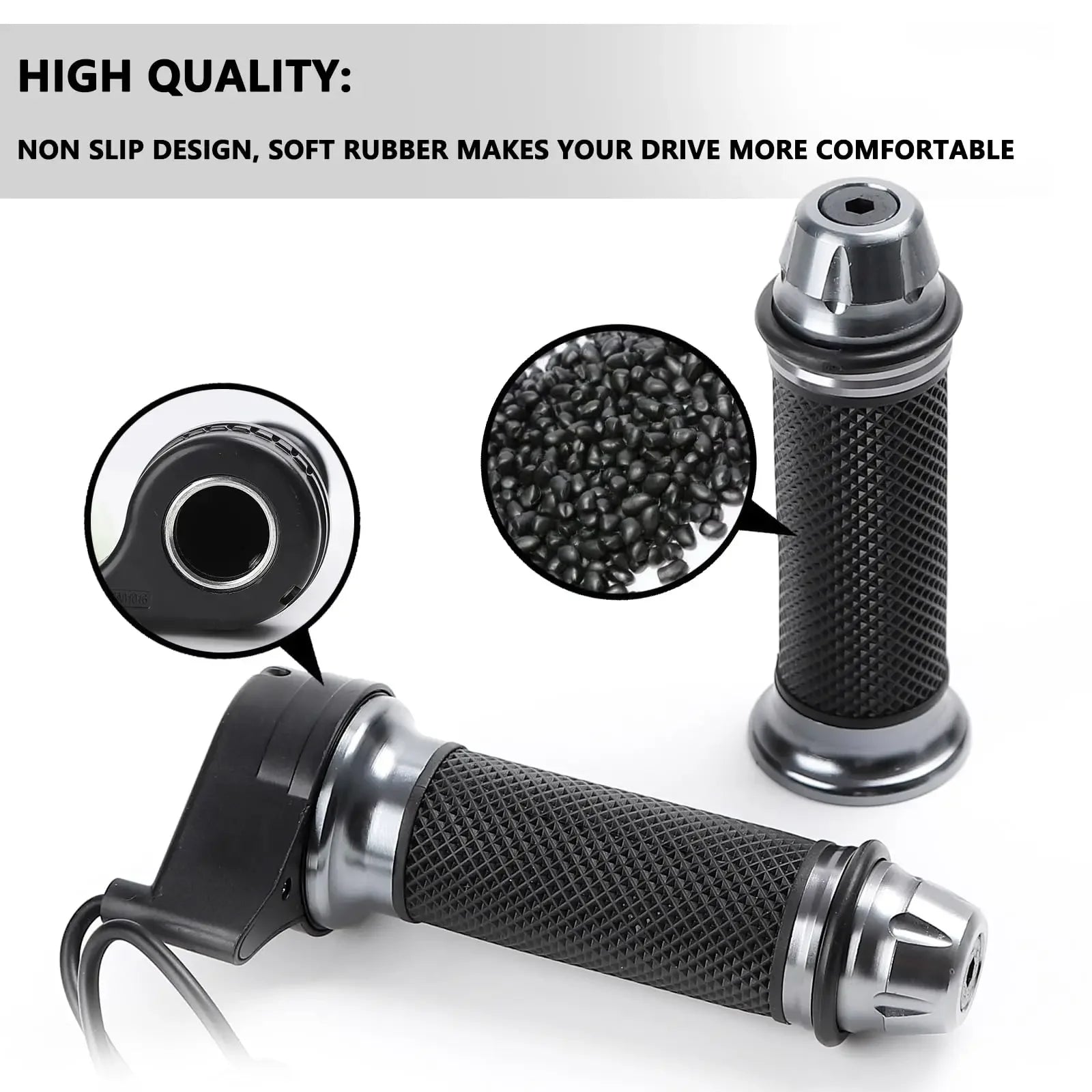22mm/0.87" Electric Bike Handlebar with 3-Speed Control Funcation,Throttle Grip in Rubber and Metal Material Universal Electric