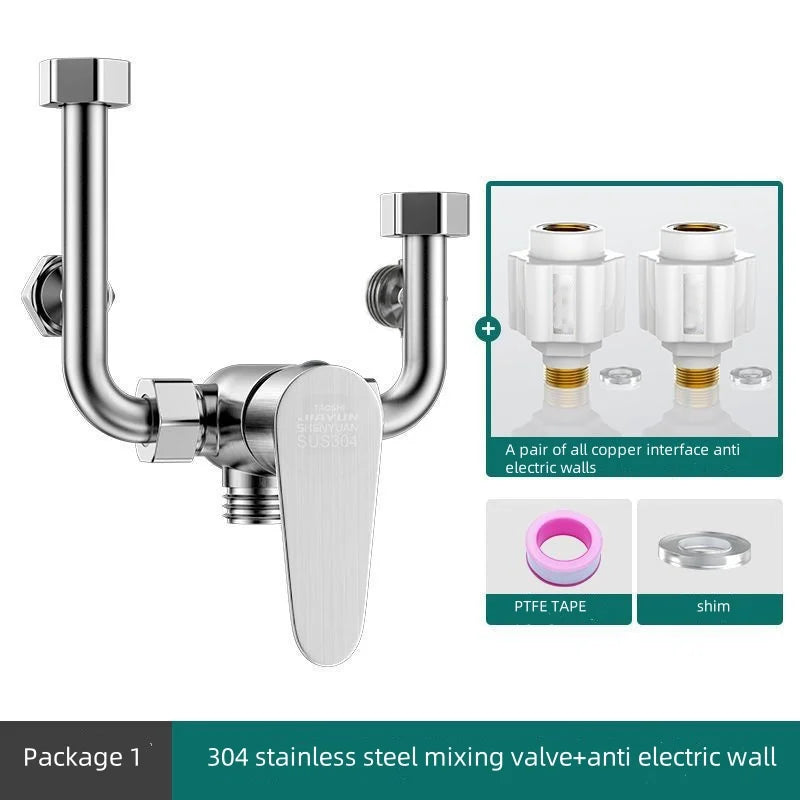 Stainless Steel Water Heater Mixing Valve Open Installation Hot and Cold Shower Switch U-type Valve 304 Mixing Valve