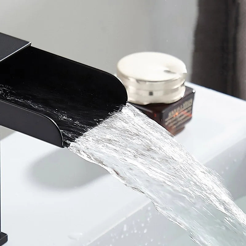 Waterfall Wide Mouth Stainless Steel Faucet Hot and Cold Above Counter Basin Wash Basin Home Bathroom Basin Faucet