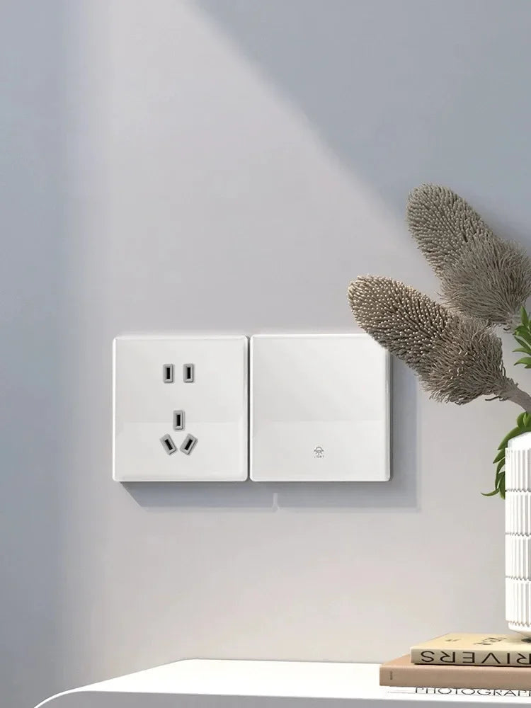 86 Type White Universal Wall Light Switch Tempered Glass EU Korea electrical Switch 220V 1/2/3/4 Gang 1/2 Way button Wall Panel