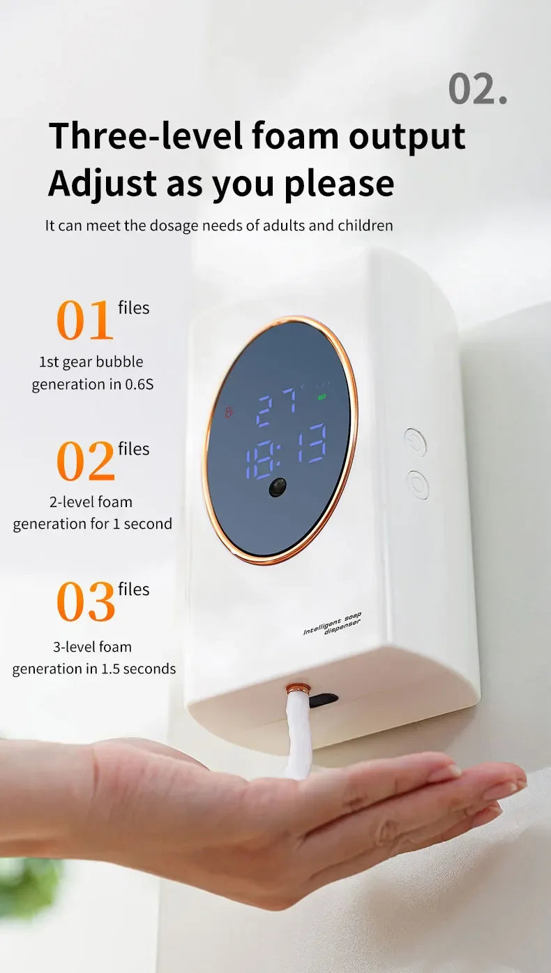 Automatic Soap Dispenser 480ml Smart Sensing Touchless Foam Soap Dispenser USB Recharging Wall Mounted for Bathroom and Kitchen