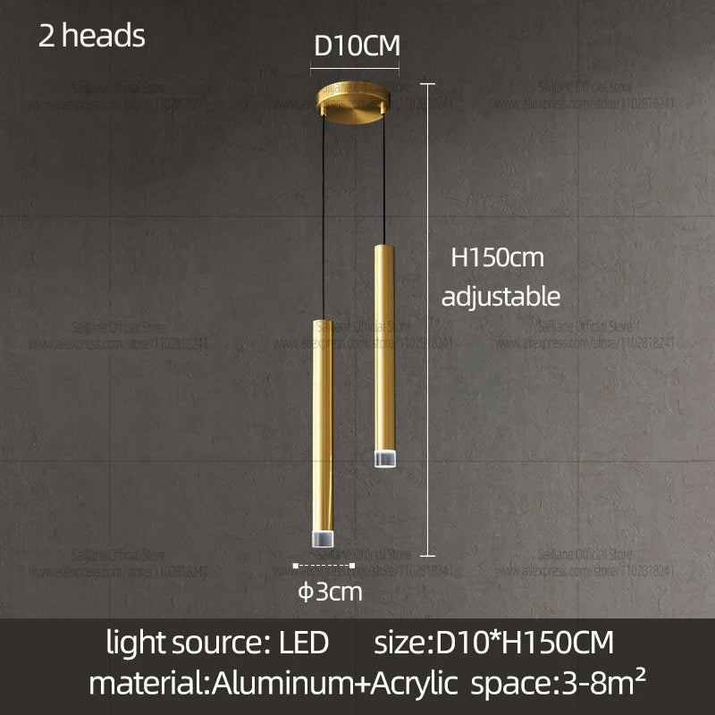 Modern LED Long Pendant Light  Kitchen Ceiling Lamp Bedroom Bedside Lamp Dining Counter Decoration Chandelier Indoor Lighting