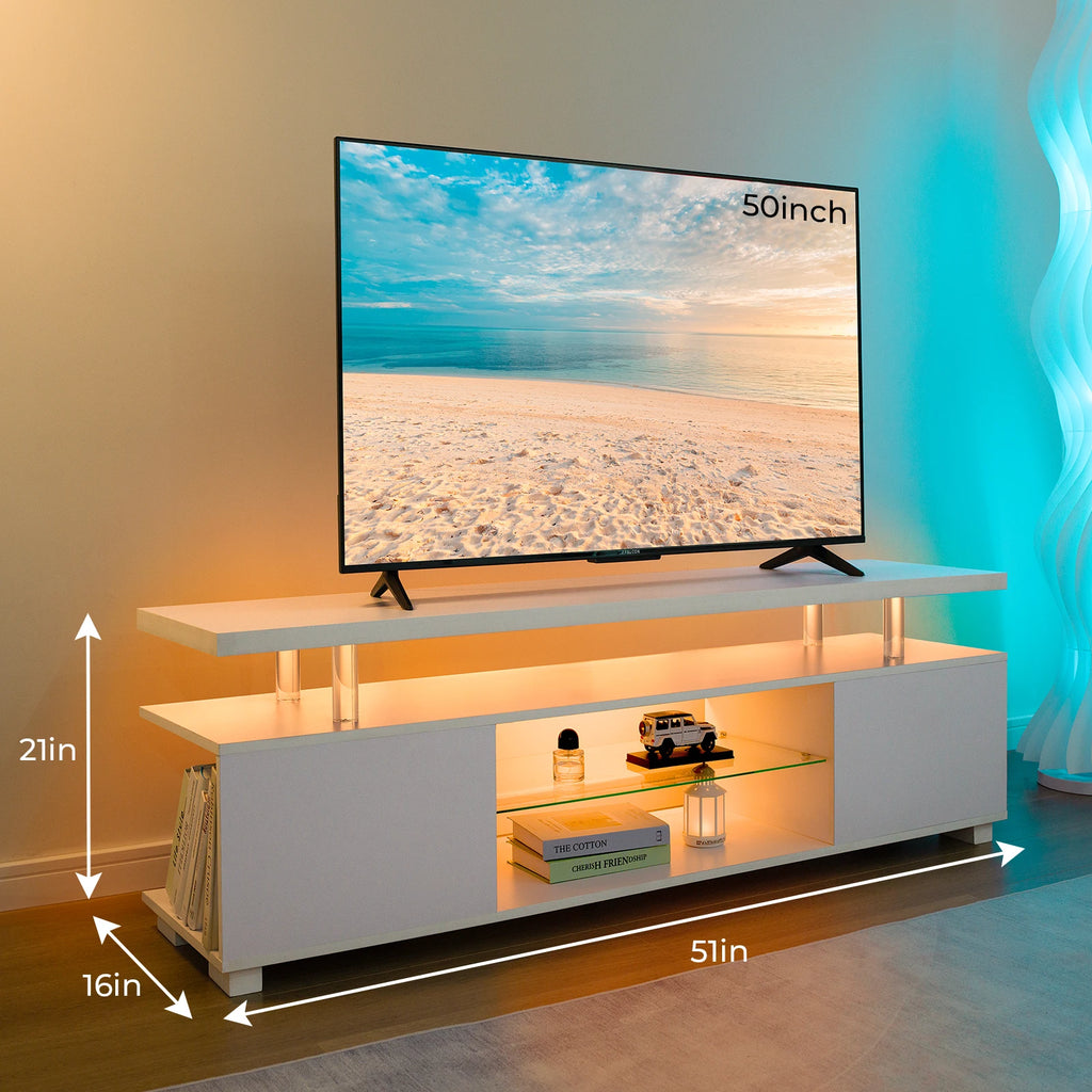 Cubehom TV Entertainment Center LED TV Stand, Gaming Center for 50 inch TV, Modern TV Stand with Storage, TV Console for Ga