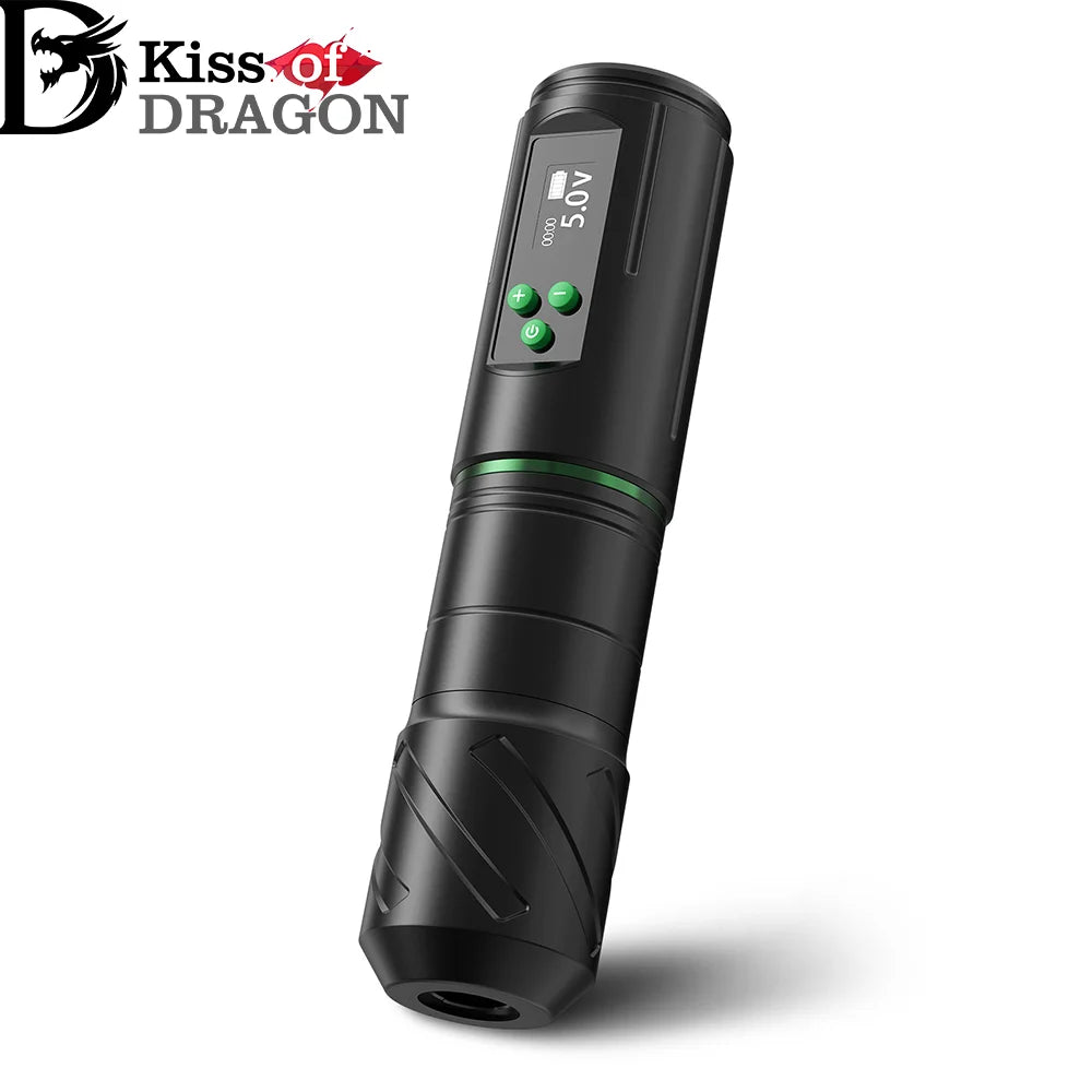 Kiss of Dragon Professional Wireless Tattoo Machine Pen 3.5mm Stroke OLED Display 1600mAh Battery For Tattoo Artists Beginners