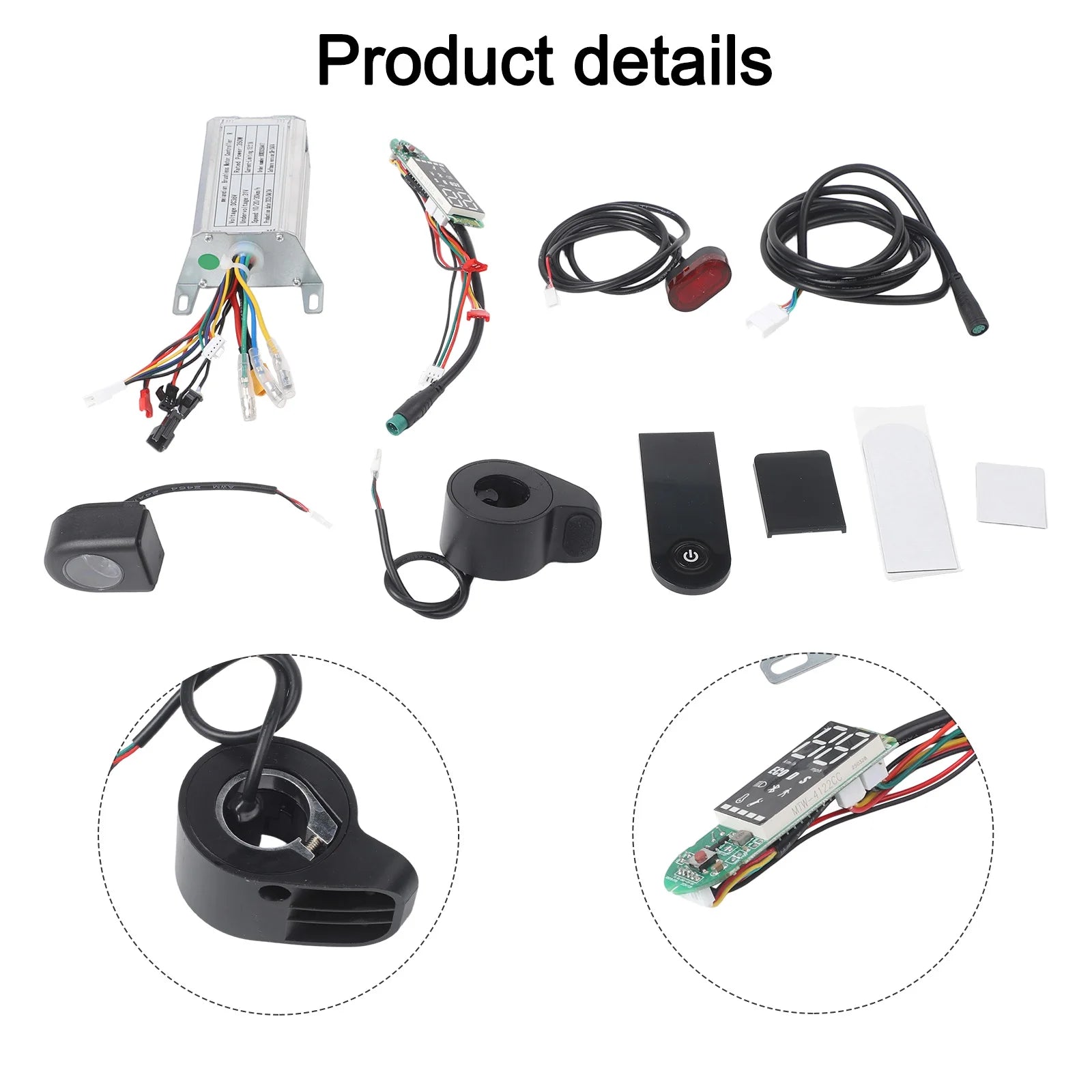 Electric Scooter Motor Controller Kit 36V 350W Accelerator Headlights Taillights Handbrake For E-Scooter Kickscooter Accessories