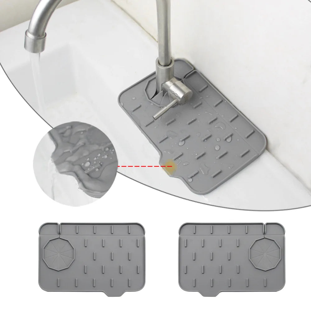 Kitchen Gadgets Silicone Faucet Absorbent Pad Shelf Sink Splash Catcher Countertop Protective Mat Bathroom Drain Mat Acceesories