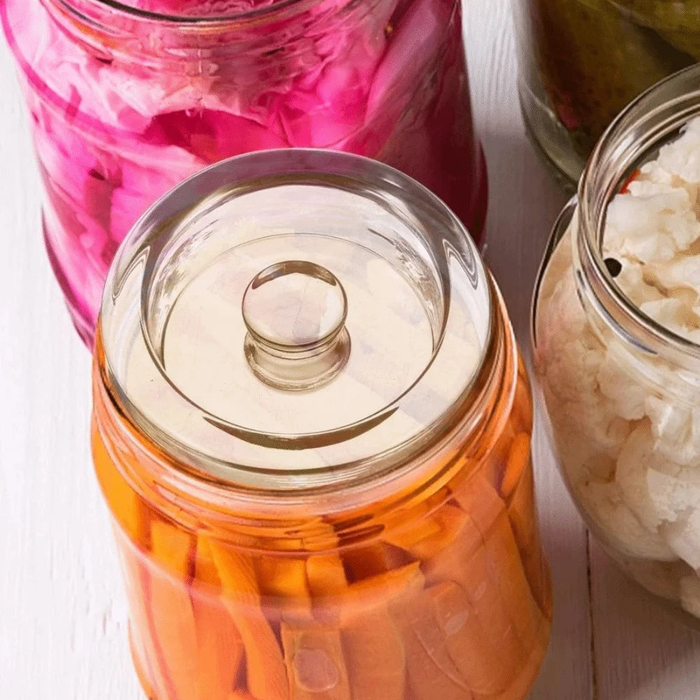 1pc Fermented Glass Weights Clear Sealed Heavy Fermenting Weights Kitchen Gadgets with Handle Wide Mouth Mason Jar Lid