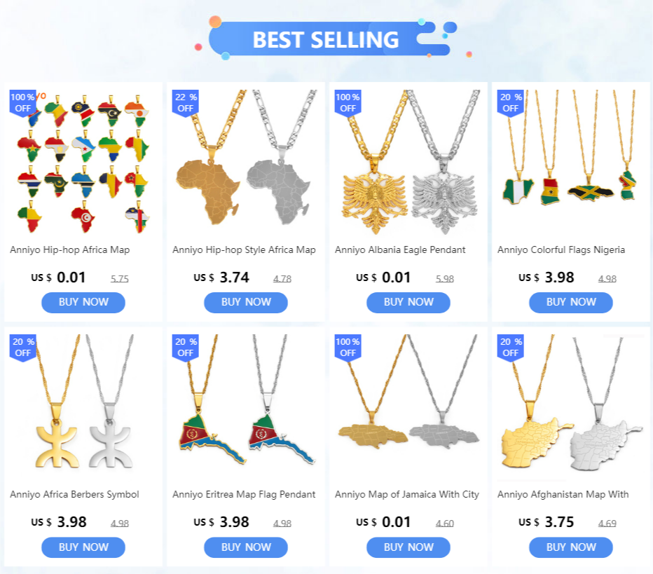 Anniyo Kenya Map Flag Pendant Necklaces Jewellery Kenyan Jewelry kenyans Maps #322201