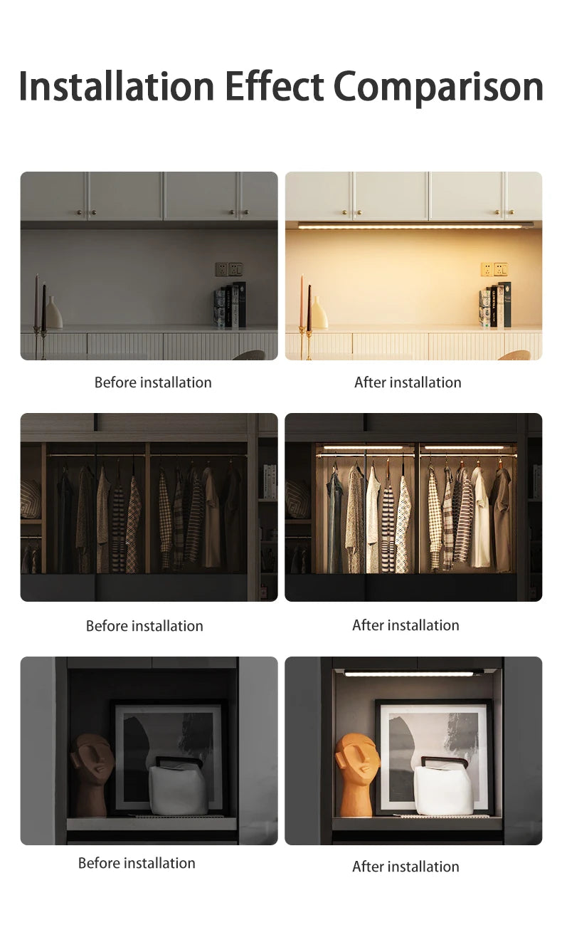 Night Light Motion Sensor Lights USB LED Wireless Under Cabinet Light For Kitchen Cabinet Bedroom Wardrobe Interior night lights