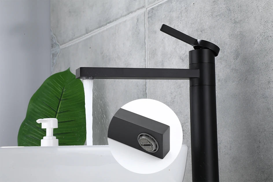 VGX Bathroom Faucets High Basin Mixer Sink Tall Faucet Gourmet Washbasin Taps Water Tap Hot Cold 360° Tapware Crane Brass Black