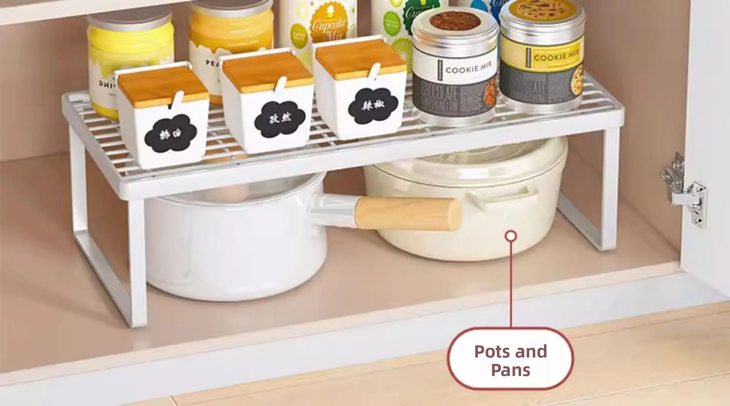 Kitchen Countertop Storage Rack Bowl Plate Pot Organizer Cabinet Internal Layered Shelf Seasoning Tabletop Storage