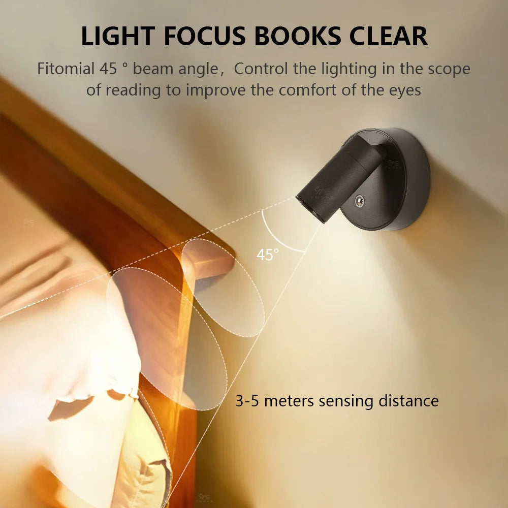 Dual Intelligent Control LED Light Magnetic USB Rechargeable Wall Lights Spotlight Stepless Dimmable Corridor Lamp Bedside Lamp
