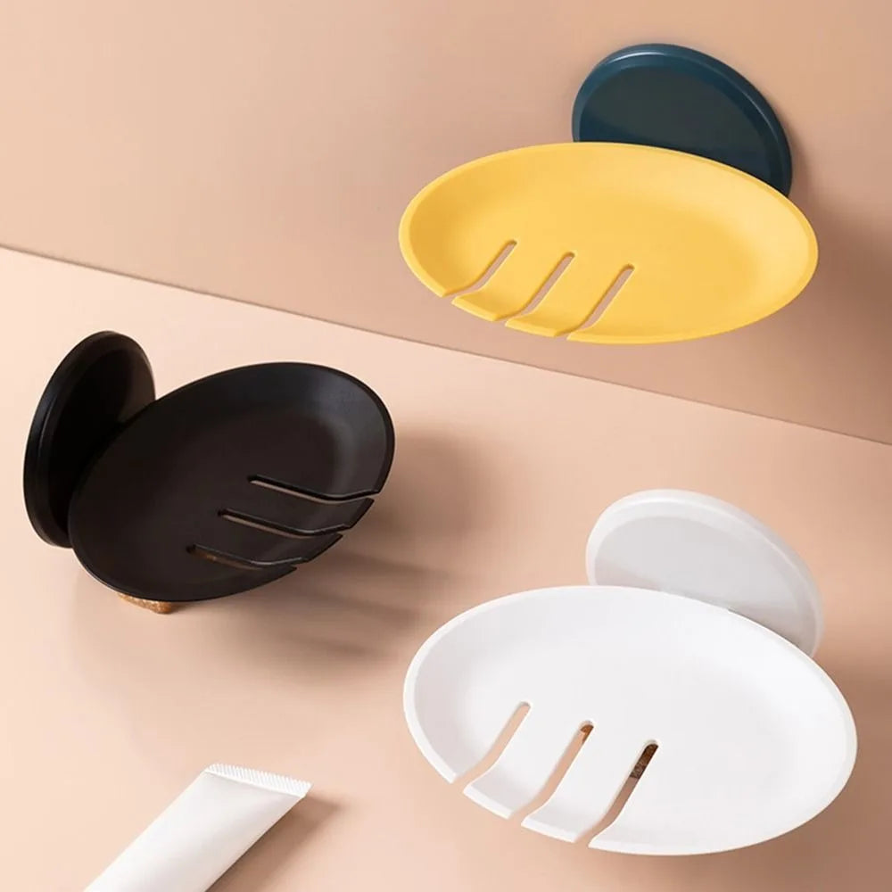 1Pc Bathroom Soap Dish Storage Basket Box Plastic Drain Holder Strong Wall Hanging Soap Box Punch-free
