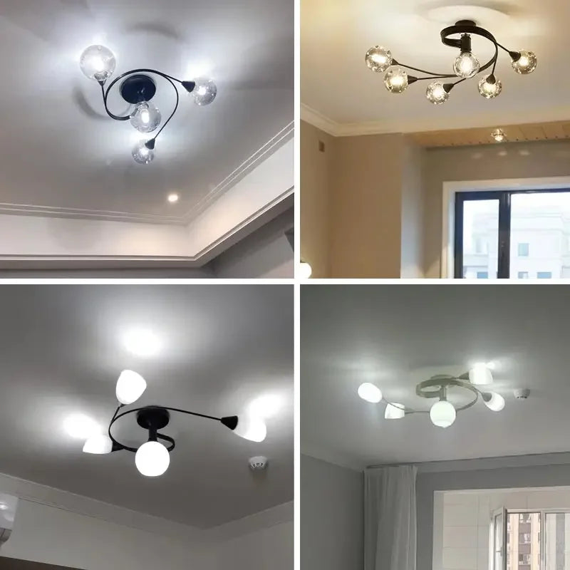 2025 Modern Led Ceiling Chandelier Nordic Glass Lamp Bedroom Kitchen Living Room Dining Room Decoration Home Ceiling Light Fixtu