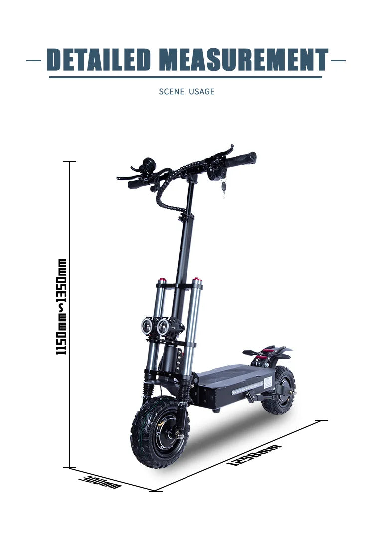 E5B High Speed Electric Scooter 3000W×2 Dual Motor 60V 35Ah Lithium Battery 150KG Load Color LCD Dual Drive Mode
