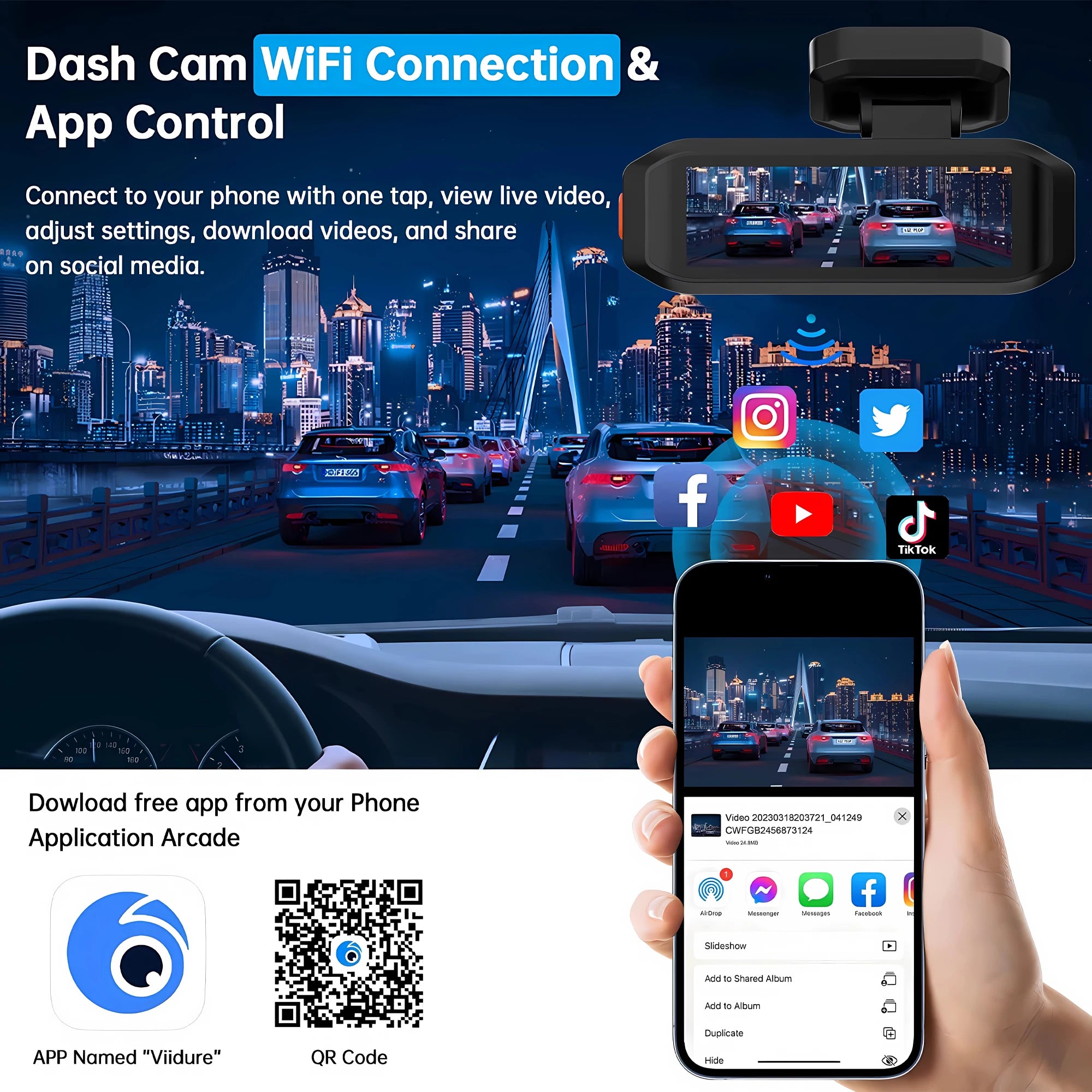 UHD 4K 3840*2160P Dash Cam ADAS WiFi GPS Front 4K Rear 2.5K DVR Video Recorder 24H Night Vision Dash Cam Car Camera Black Box
