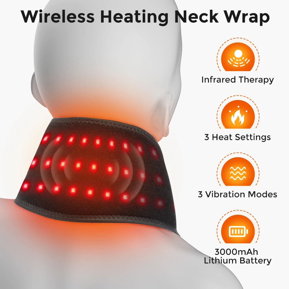 Electric Red Light Heating Neck Belt 660-850nm Infrared Neck Cervical Protection Neck Vibration Massage Pad