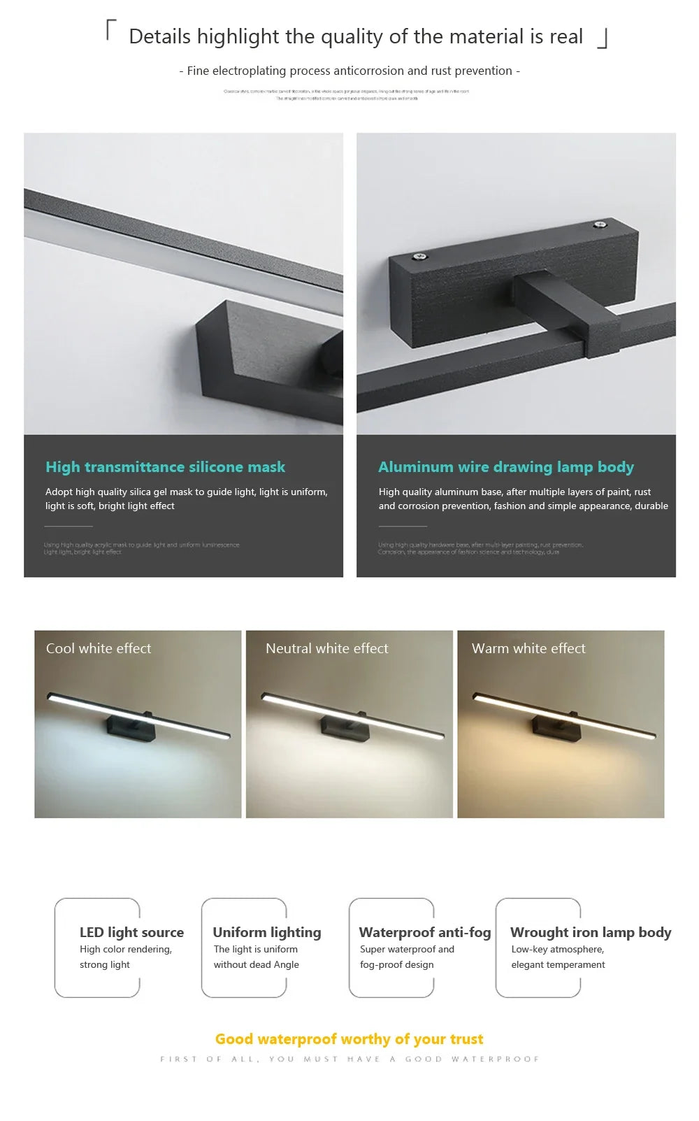 Modern LED Wall Light Bathroom Mirror Lamp Bathroom Bath Mirror Line Lamp Wall Sconce Home Decoration Lighting Fixture Luster
