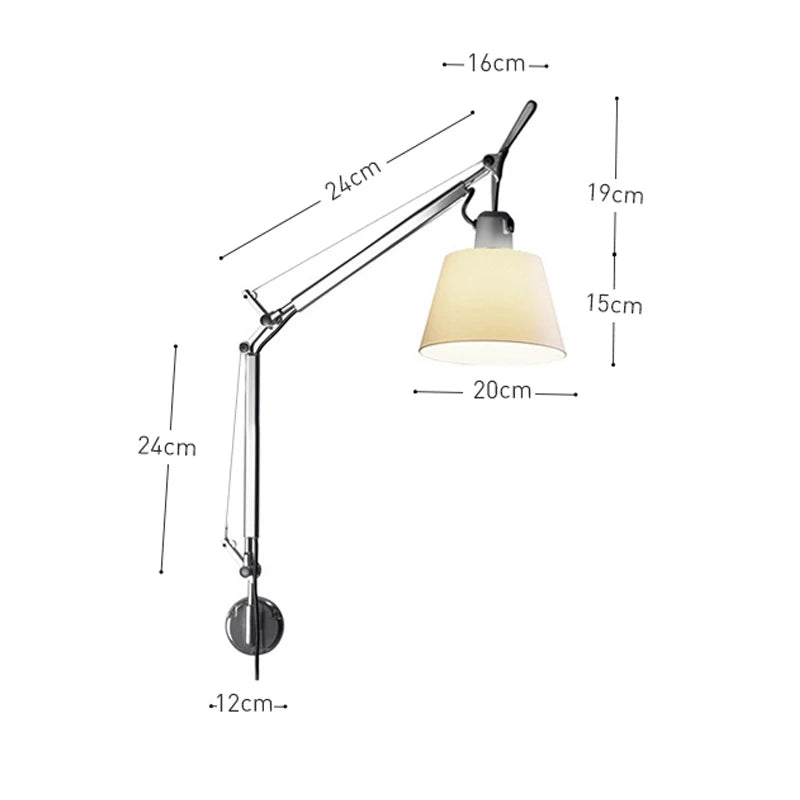 Adjustable Wall Lamp Aluminum Modern Foldable Long Swing Arm  sconces lamps Telescopic wall lights Bedside Study Reading Sconce