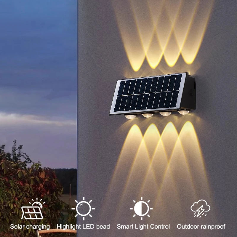 Modern Minimalist Solar Wall Light 4/6/8 LED Outdoor Waterproof Ip65 Garden Hallway Balcony Up and Down Light Wall Light