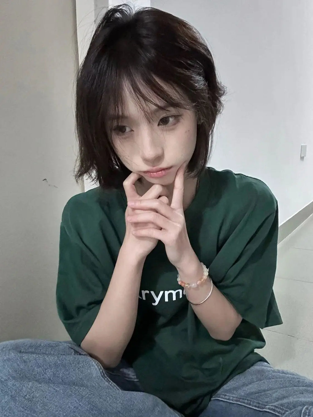 Loose Fit Women's Cotton T-Shirt Short Sleeve Green Color Casual Style round Neck Design Breathable Comfortable Summer Top