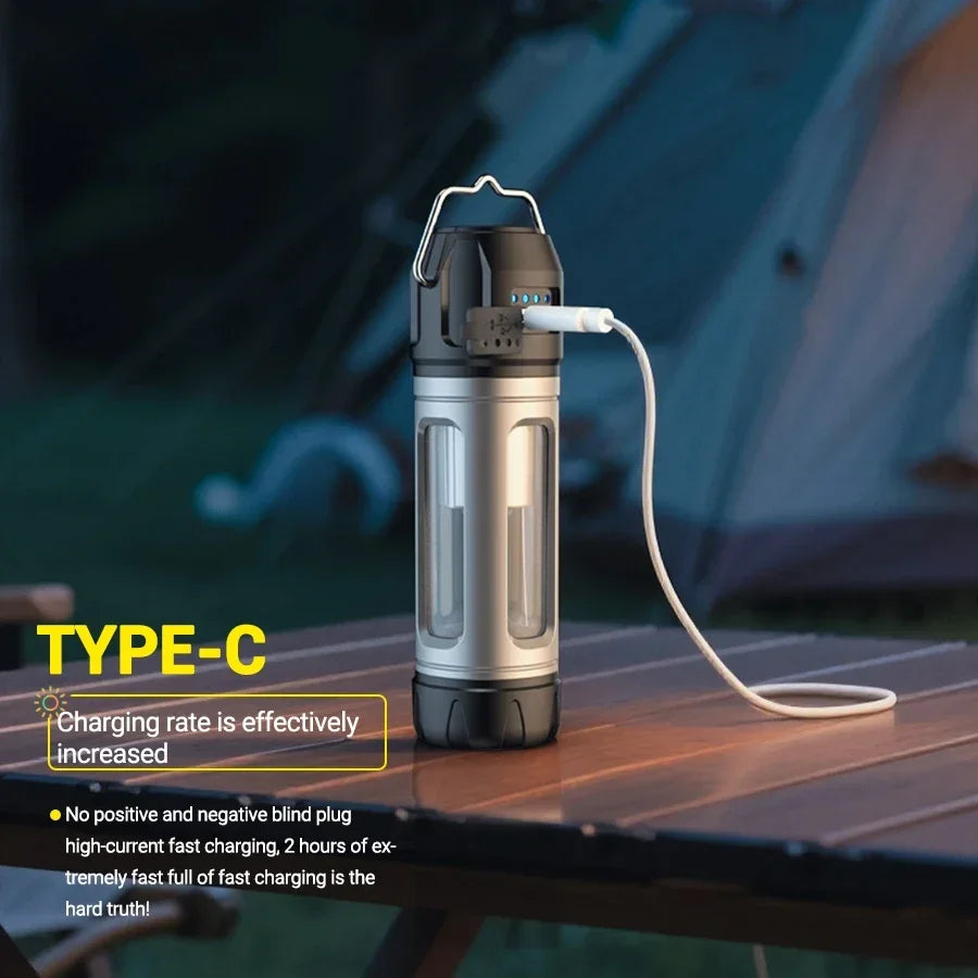 Camping Light Lightweight Handheld Torch  5 Lighting Modes Rechargeable Tent Lamp for Patio Climbing 8 Light Filaments