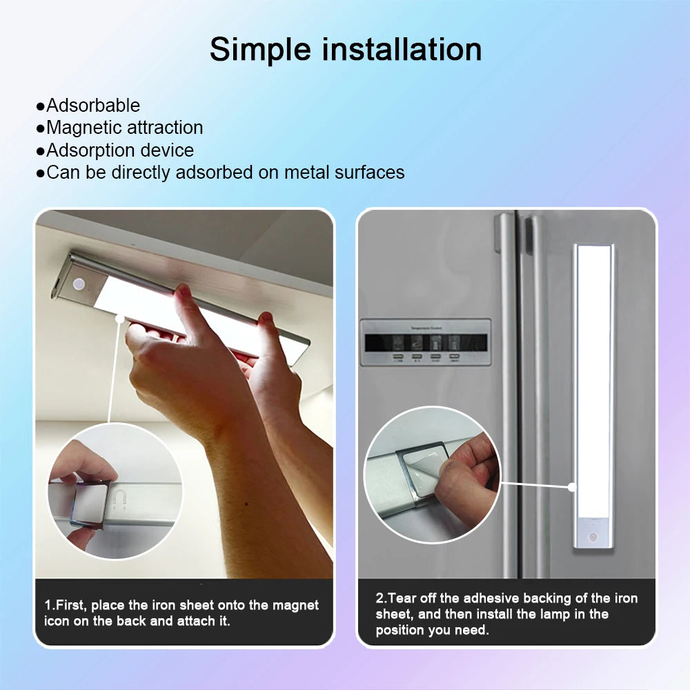 Cabinet Lights Motion Sensor LED Wireless USB Under Ultra Thin Night Light For Kitchen Cabinet Bedroom Wardrobe Indoor Lighting