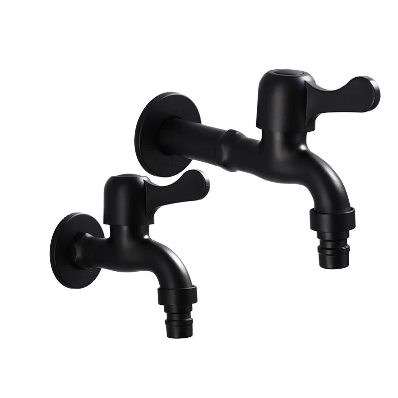 Faucets Black Brass Wall Mounted Bathroom Corner Washing Machine Cold Water Faucet Outdoor Garden Bibcock Toilet Mop Pool Taps