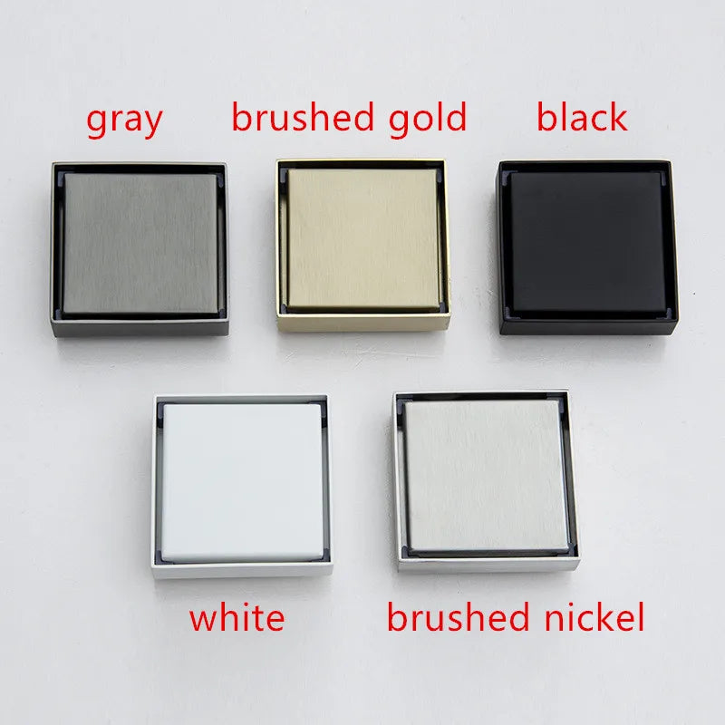 stainless steel Brushed Gold Floor drain 10*10cm Shower Square Deodorization Type Bathroom Water Flow Tile Insert Drain