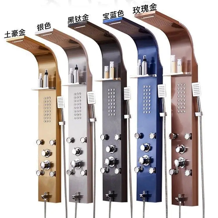Shower screen shower set, bathroom wall-mounted household bathroom constant temperature all-copper rain nozzle